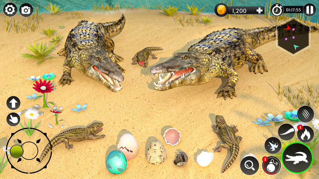 Hungry Animal Crocodile Games - Gameplay image of android game