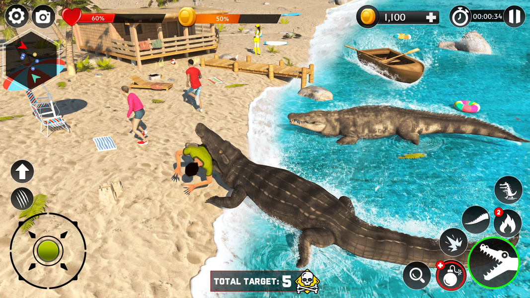 Hungry Animal Crocodile Games - Gameplay image of android game