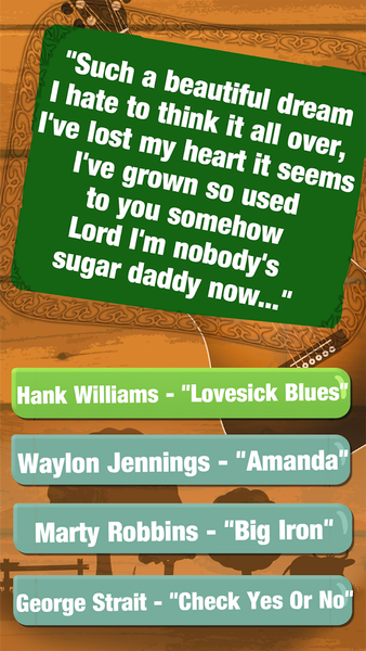 Guess The Lyrics Country Music - Gameplay image of android game