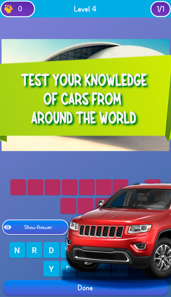 Guess car brand game - Gameplay image of android game