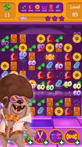 Disco Animals Match 3 Party - Gameplay image of android game