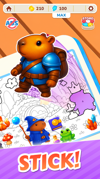 Capybara Puzzle: Sticker Merge - Gameplay image of android game