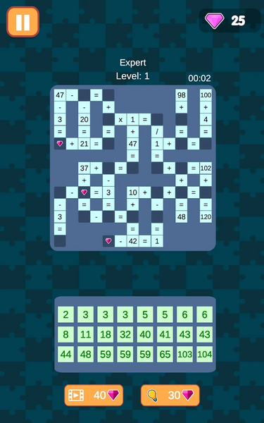 Math Cross Mania - Gameplay image of android game