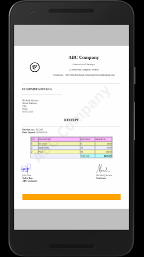 Teleprinter Receipt: Receipt G - Image screenshot of android app