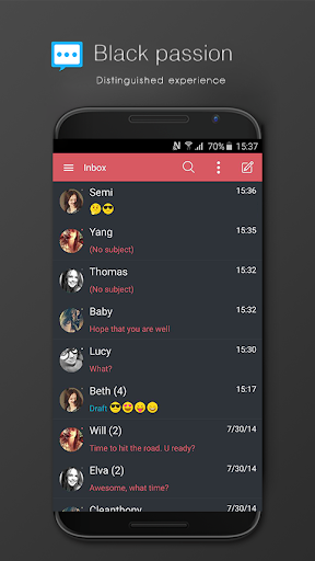 NextSMS Skin BlackPassion - Image screenshot of android app
