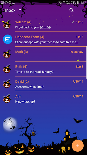 Halloween Night skin for Next SMS - عکس برنامه موبایلی اندروید
