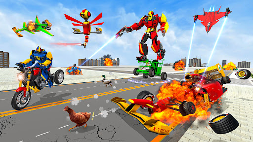 Dragon Fly Robot Car Game 3d - Gameplay image of android game