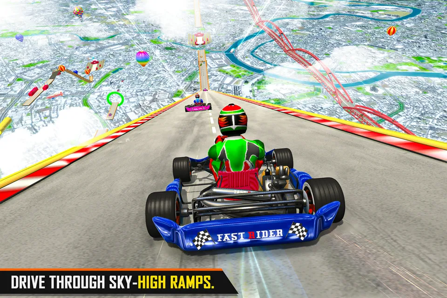 Go Kart Ramp Car Stunt Games - Gameplay image of android game