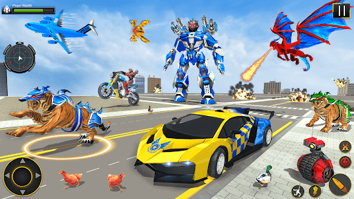 Police Tiger Robot Car Game 3D - Gameplay image of android game