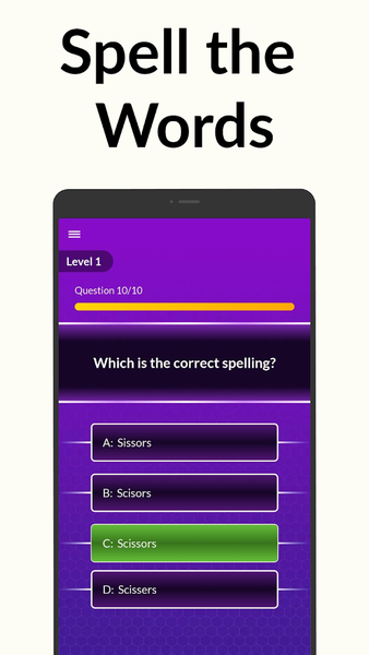 Spelling Quiz: Spell the words - Gameplay image of android game