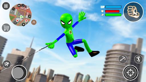 Flying Stickman Rope Hero - Gameplay image of android game