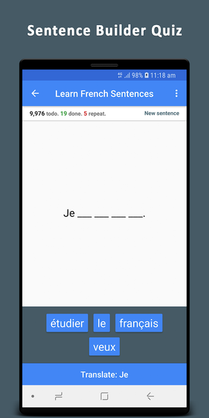 Learn French Sentences - عکس برنامه موبایلی اندروید