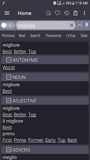 English Italian Dictionary - Image screenshot of android app