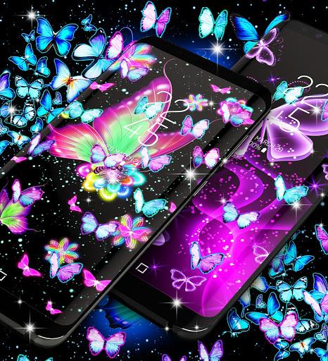 Neon butterfly glow wallpapers - Image screenshot of android app