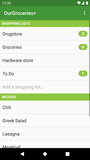 Our Groceries Shopping List - Image screenshot of android app