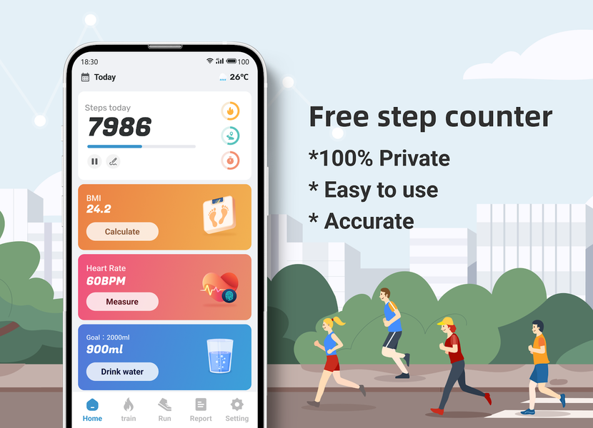 Step Counter - Pedometer & BMI - عکس برنامه موبایلی اندروید