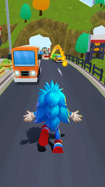 Hedgehog 3D Blue Run - Gameplay image of android game