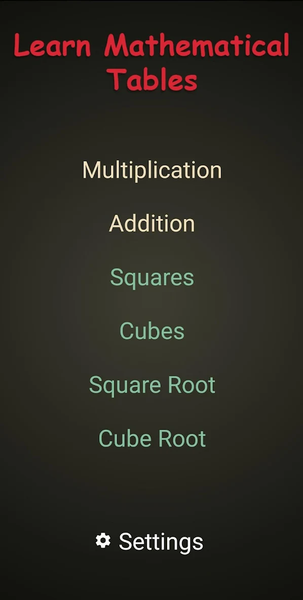 Learn Multiplication tables - Image screenshot of android app