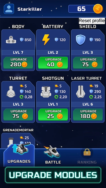 Tiny Space Arena: 1v1 battles - Gameplay image of android game