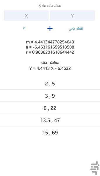 رگرسیون (برازش داده یا ترند لاین) - عکس برنامه موبایلی اندروید