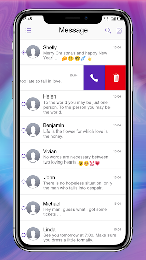 Phone X Purple - message theme - Image screenshot of android app
