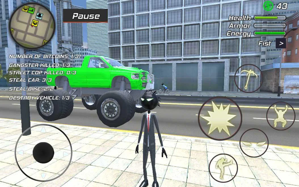 Amazing Crime Rope Stickman - Gameplay image of android game