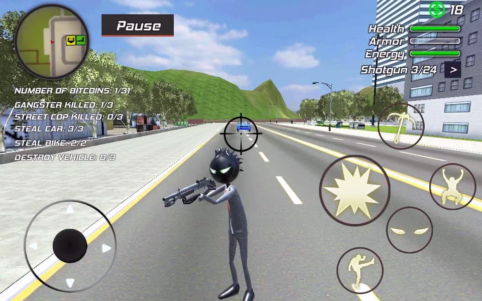 Amazing Crime Rope Stickman - Gameplay image of android game