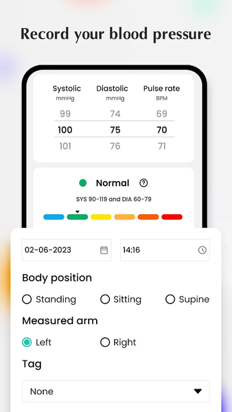 Blood pressure - Heart rate - Image screenshot of android app