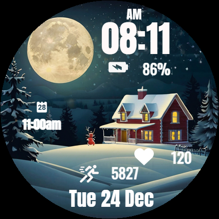 Christmas Eve Moon Watch Face - Image screenshot of android app