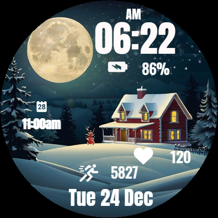 Christmas Eve Moon Watch Face - Image screenshot of android app