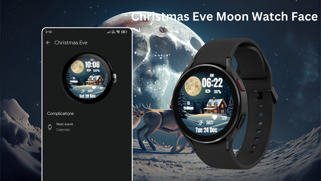 Christmas Eve Moon Watch Face - Image screenshot of android app