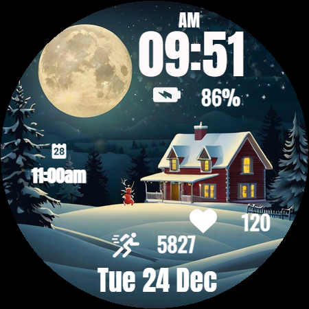 Christmas Eve Moon Watch Face - Image screenshot of android app