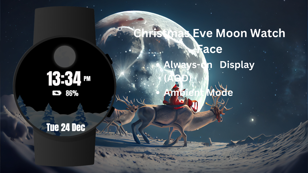 Christmas Eve Moon Watch Face - Image screenshot of android app