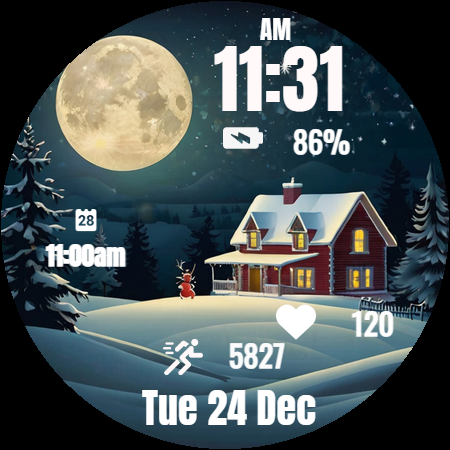 Christmas Eve Moon Watch Face - Image screenshot of android app