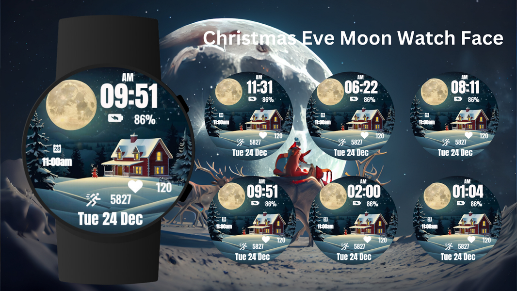 Christmas Eve Moon Watch Face - Image screenshot of android app