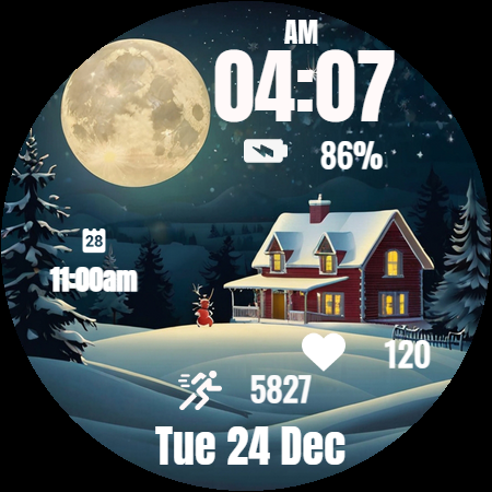Christmas Eve Moon Watch Face - Image screenshot of android app