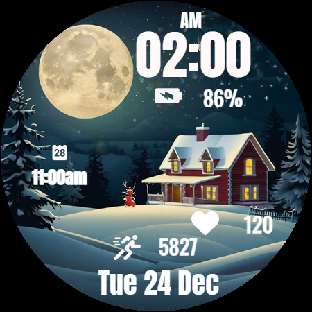 Christmas Eve Moon Watch Face - Image screenshot of android app