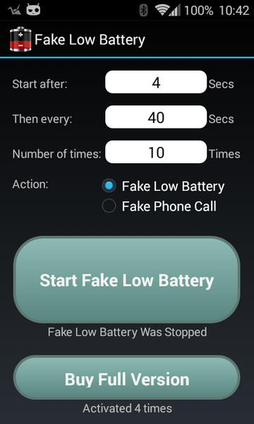Fake Low Battery - عکس برنامه موبایلی اندروید