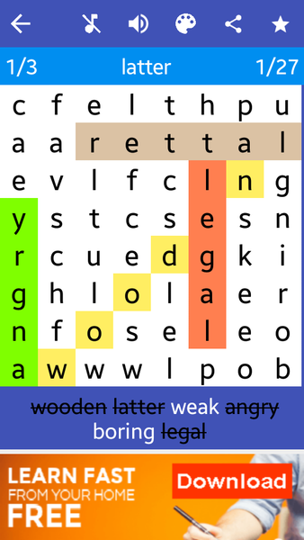 Crossword - Words search - Gameplay image of android game