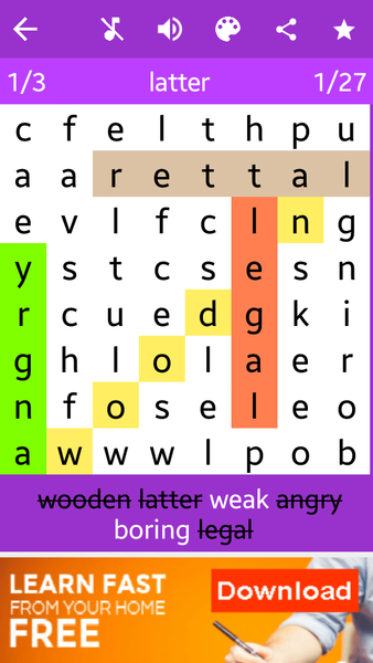 Crossword - Words search - Gameplay image of android game