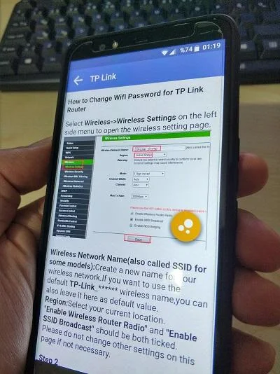 How to change wifi password - Image screenshot of android app