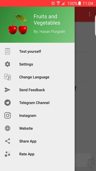 میوه ها و سبزیجات انگلیسی و ترکی - عکس برنامه موبایلی اندروید