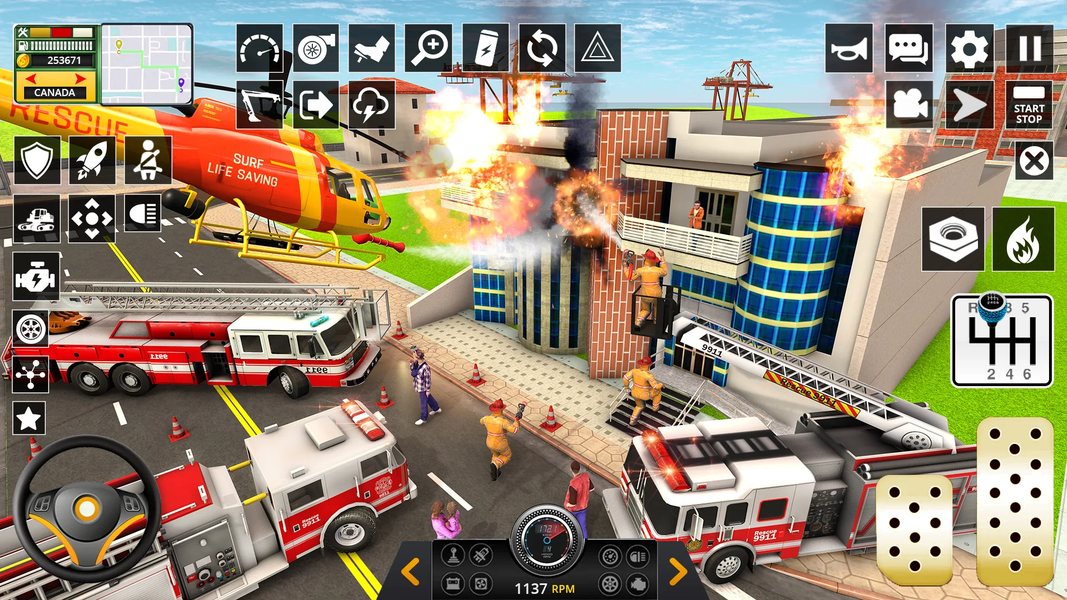 Firefighter Rescue Truck Game - Gameplay image of android game