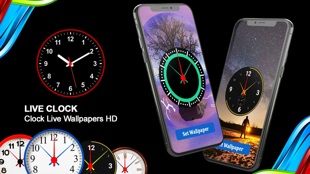 Analog Clock Wallpaper：3DClock - عکس برنامه موبایلی اندروید