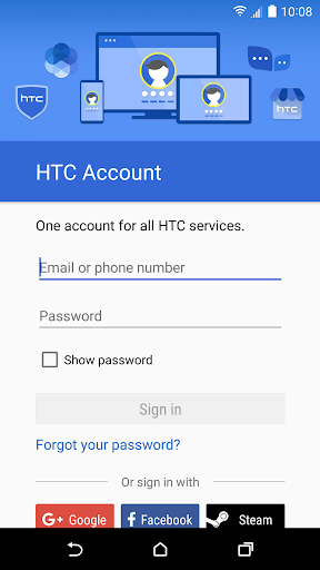 HTC Account—Services Sign-in - عکس برنامه موبایلی اندروید