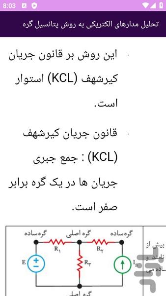 آموزش های تحلیل مدار الکتریکی - عکس برنامه موبایلی اندروید