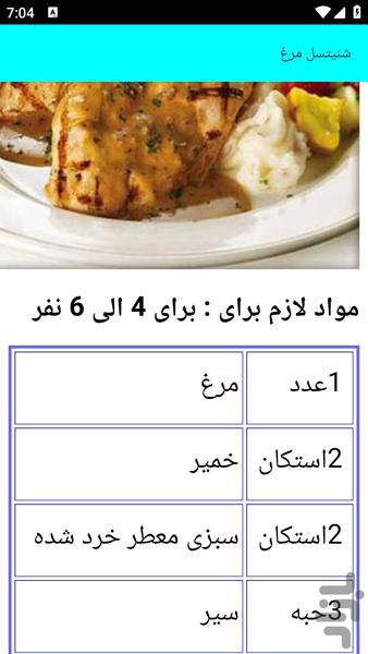 آموزش غذا با فیله مرغ - عکس برنامه موبایلی اندروید