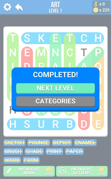 Word Search - Gameplay image of android game