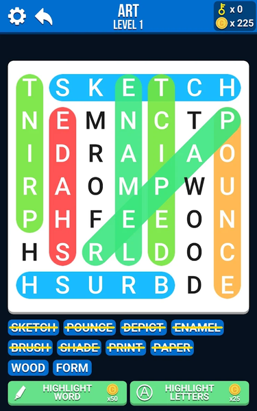 Word Search - Gameplay image of android game