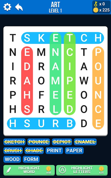 Word Search - Gameplay image of android game